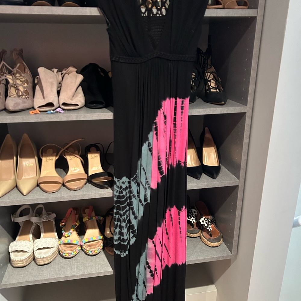 Sky Black and Pink Halter Maxi Dress for Night Out